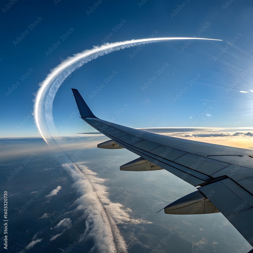Obraz premium Airplane Wing View from Airplane Window