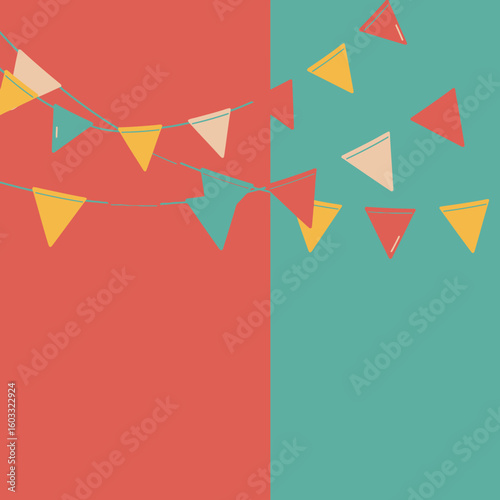 Colorful Party Flags Hanging on a String for Celebration Background