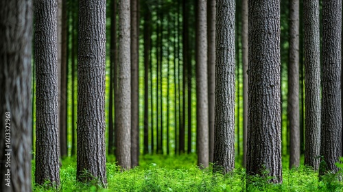 A serene forest landscape where sustainable forestry practices ensure a continuous supply of wood biomass for energy