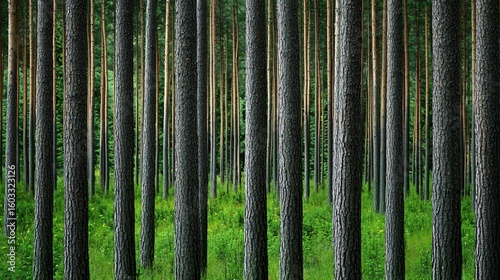 A serene forest landscape where sustainable forestry practices ensure a continuous supply of wood biomass for energy