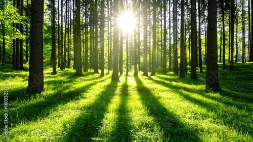 A serene forest landscape where sustainable forestry practices ensure a continuous supply of wood biomass for energy