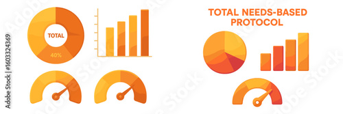 Visual representation of data metrics showing performance indicators and statistical trends in orange color scheme