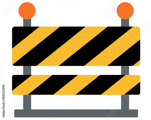 Under Construction Barricade Sign Illustration