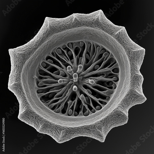 Electron Microscope Macro Shot of a Single Cell Biology Structure
