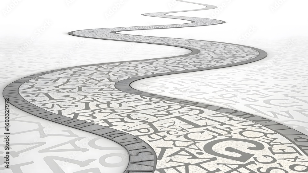 Abstract Winding Path of Letters Abstract Winding Path of Letters