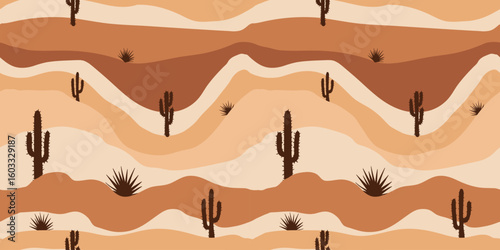 subtle desert landscape pattern seamless sand dune and cactus design warm beige toned desertcore for web poster textile