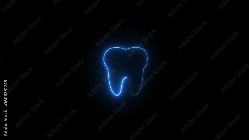 Neon tooth icon animation. Glowing neon tooth sign symbol., Teeth sign, Teeth concept. Glowing neon tooth symbol icon. Tooth symbol for dentistry clinic , isolated on black background Neon tooth icon animation. Glowing neon tooth sign symbol., Teeth sign, Teeth concept. Glowing neon tooth symbol icon. Tooth symbol for dentistry clinic , isolated on black background