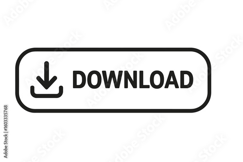 Download button icon vector. Simple web interface element design. UI UX graphic for website and app. Arrow symbol for downloading data. Minimalist line art illustration.