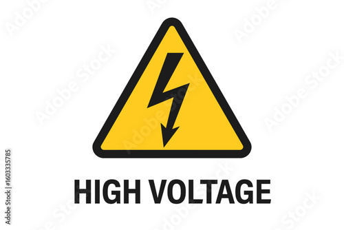 High voltage warning sign. Danger electricity symbol. Electric shock hazard icon. Safety caution pictogram for industrial risks. Power energy alert. Electrocution danger. Vector.