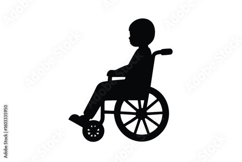 child in wheelchair vector icon silhouette illustr