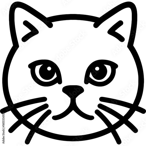 British shorthair cat head front view outline icon vector
