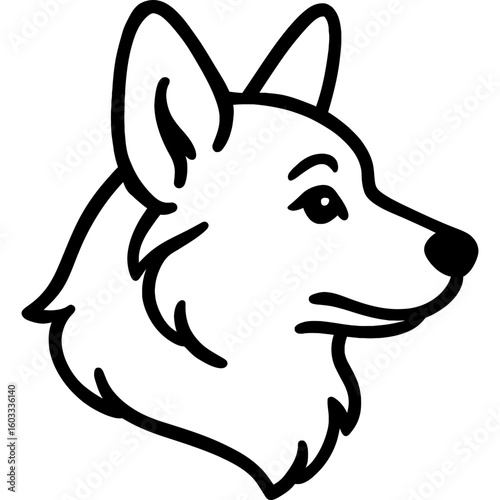 Pembroke welsh corgi dog head side profile outline icon vector