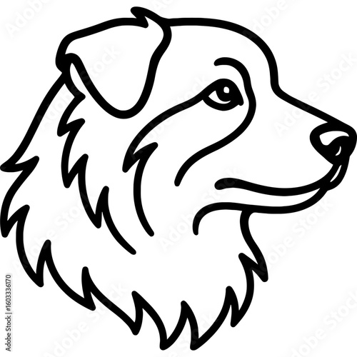 Australian shepherd dog head side profile outline icon vector