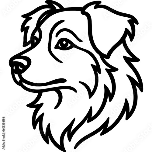 Australian shepherd dog head side profile outline icon vector