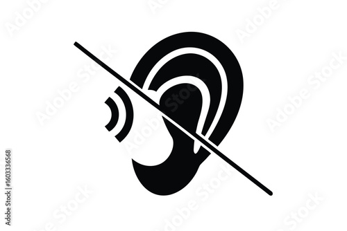 ear with slash  hearing impairment  vector icon il