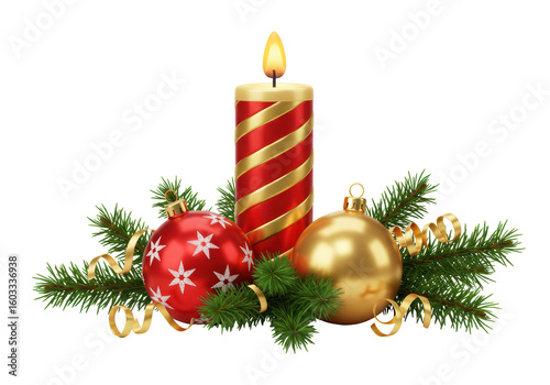 Isolated Christmas Candle Ornament Holiday Decoration