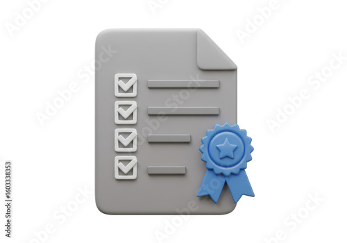 Isolated Document with Ribbon Representing Quality Approval
