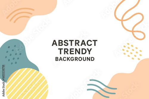 Abstract trendy background with pastel organic shapes. Modern minimalist doodle banner for social media post, presentation cover or web landing page. Vector illustration.