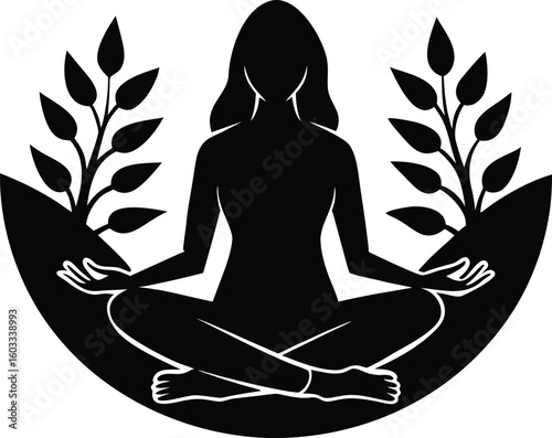 Woman Meditating Outdoors Silhouette | Peaceful Mindfulness Practice Scene