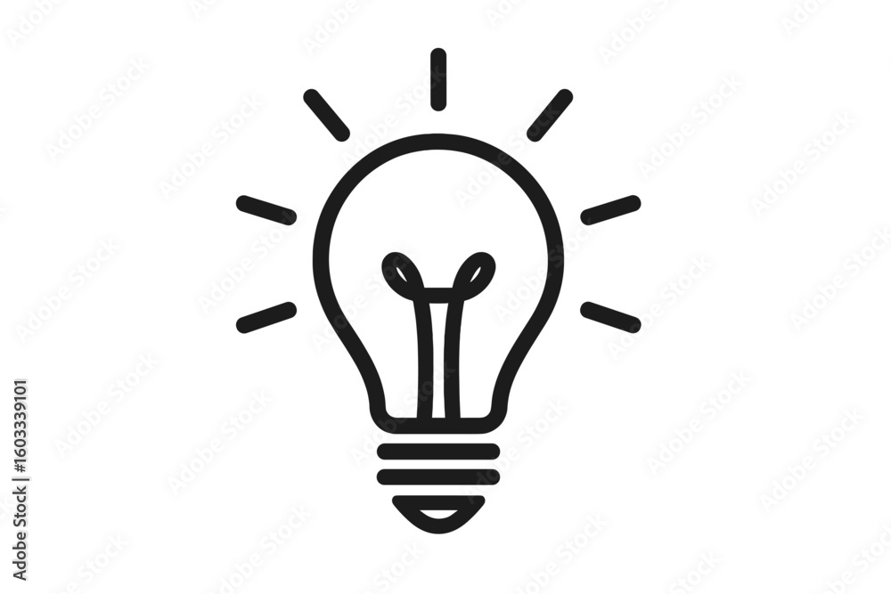 Light Bulb Icon, Creative Idea Concept, Innovation Symbol, Simple Minimalist Line Art, Brainstorming, Inspiration, Transparent Background, Black Outline Vector Illustration for Business and Startups Light Bulb Icon, Creative Idea Concept, Innovation Symbol, Simple Minimalist Line Art, Brainstorming, Inspiration, Transparent Background, Black Outline Vector Illustration for Business and Startups
