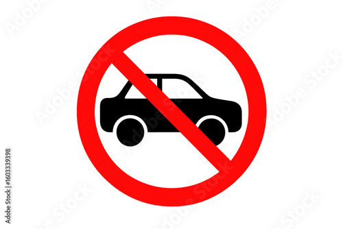 No parking sign vector illustration. Car parking not allowed symbol. Road prohibition traffic icon. Street regulation and forbidden zone sign. Stop vehicle graphic element.