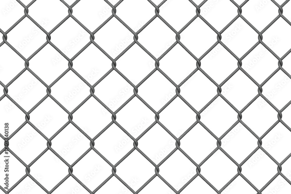 Fototapeta premium Chain-link fence seamless pattern. Metal wire mesh texture background. Security barrier concept. Industrial steel grid illustration isolated on white. Vector design.