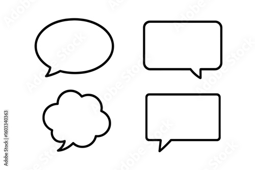 Set of Speech Bubbles Transparent PNG and Vector Illustration, Communication Icons, Chat and Conversation Designs, Dialogue Symbols for Messaging and Social Media Use