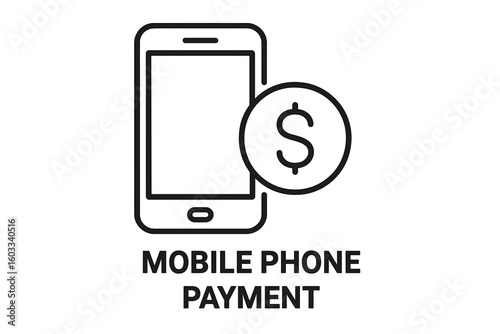 Mobile Payment Icon, Smartphone With Dollar Sign, Contactless Digital Banking, Wireless E-Wallet Transaction Symbol, Mobile Commerce Business Finance, Vector Illustration