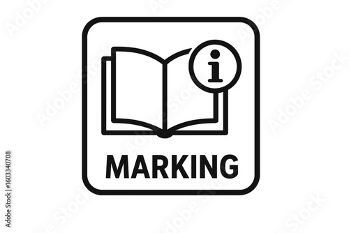 Read instruction book before use symbol. User guide manual icon. Information booklet sign for packaging. Mandatory action safety notice. Marking for product. Vector element.
