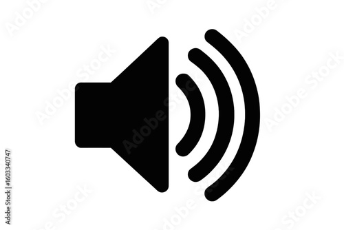 Loudspeaker volume symbol icon, sound audio symbol vector illustration on transparent background, audio control, speaker button, sound wave graphic design element