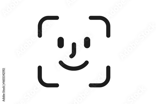 Face ID recognition icon. Biometric verification symbol for security access. Facial scanning for authentication and identification. Modern technology for personal identity data.