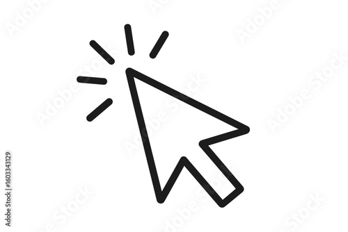 Clicking arrow cursor icon. Computer mouse pointer symbol for website navigation and UI/UX design. Select button concept. Pixel perfect vector graphic illustration isolated.