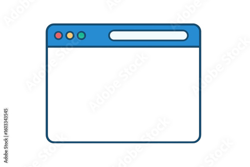 Simple browser window flat vector. Web window on a white background. Browser windows vector illustration. Web browser in a flat style. Window concept for website interface mockup.