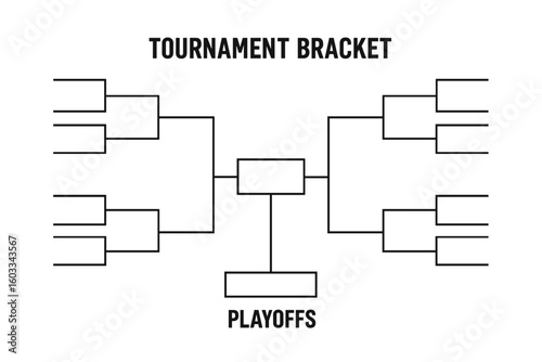 Tournament bracket vector template for 16 teams or players. Sports competition playoffs chart for single elimination championship. Blank diagram for any game or sport.