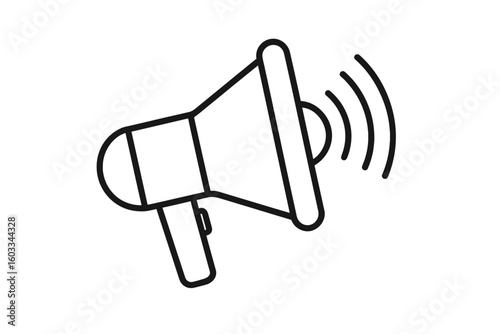Megaphone line icon for marketing and promotion. Loudspeaker or bullhorn symbol for announcement, news, and alert. Communication, attention, and protest vector concept.