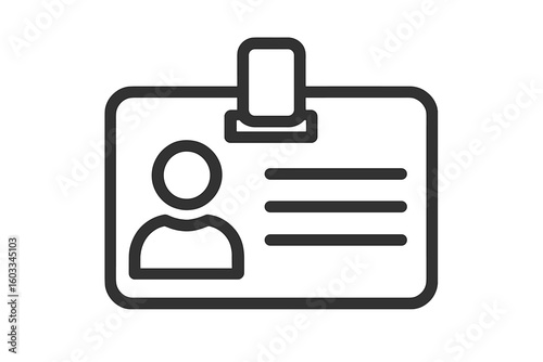 ID card icon vector. Identification badge for personal data, user profile, and identity verification. Employee name tag or staff access pass. Security pictogram illustration.