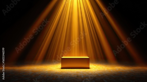 Wallpaper Mural Gold podium illuminated by spotlight beams. Torontodigital.ca