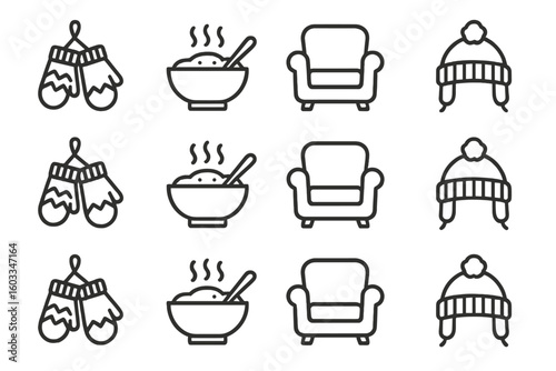 Line vector collection symbol prompt stroke icon contour cozy minimal hygge icons