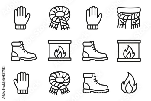 Set outline vector minimal symbol hygge prompt collection icons icon contour stroke