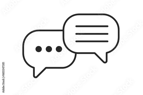 Chat bubble icon for communication and dialogue. Vector speech bubbles for messages, comments, or live chat. Social media post, forum, or sms text concept graphic.
