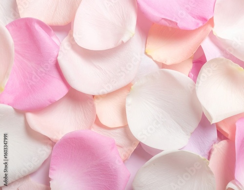 Pile of Pink and White Rose Petals Soft Lighting and Detailed Texture