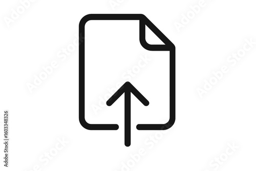 Upload Document File Icon. Outline Arrow Symbol for Uploading, Downloading, File Transfer, Data Sync. Flat Minimal Style Web, App, UI, Cloud Storage. Modern Digital Communication, Sharing Concept