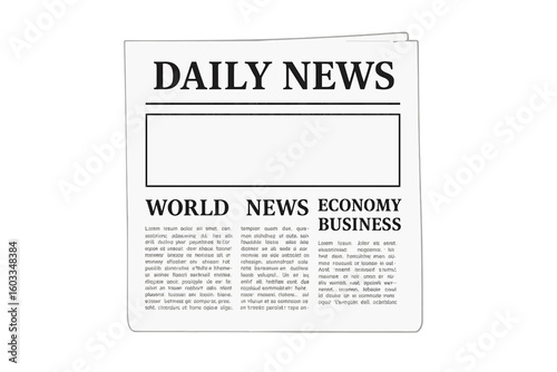 Modern Daily Newspaper Front Page Vector Mockup With Headline Space, Editable Layout, World News, Business, Economy Sections, Blank Template for Custom Content and Copy Area