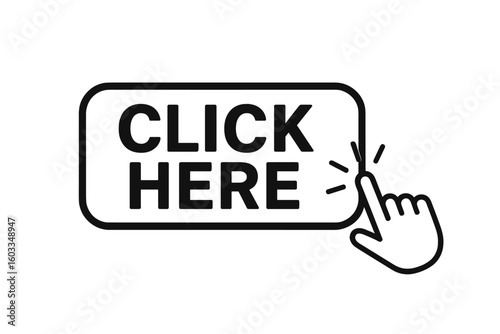 Vector illustration of a hand cursor touching screen for buy, register, or website links, modern digital interaction concept on transparent background, online user interface design
