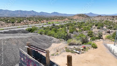 Aerial Nothing Arizona Ghost Town Desert Highway Fly Over Forward