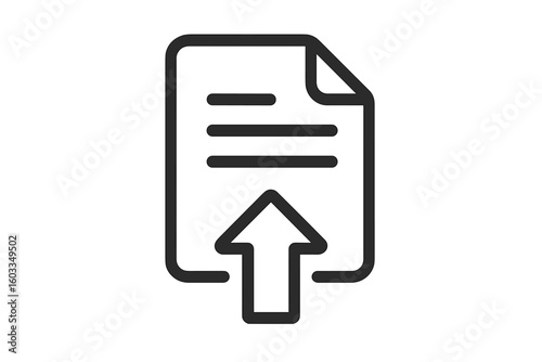 File upload line icon. Simple document with arrow up symbol for data transfer, submit, send, and export. Minimalist vector for web design, app interface, and UI UX.