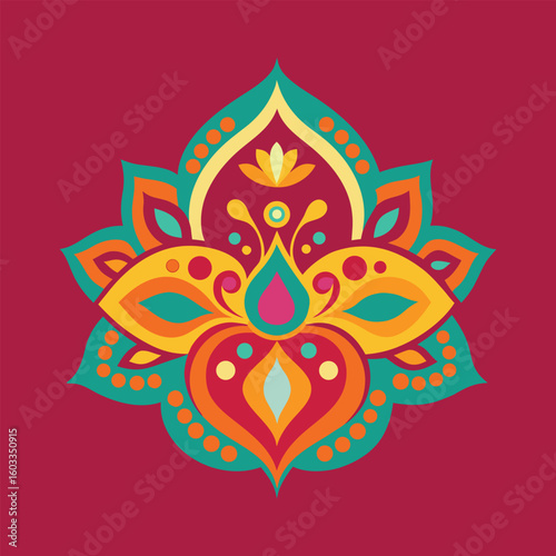 Ornamental Lotus Mandala in Vibrant Colors