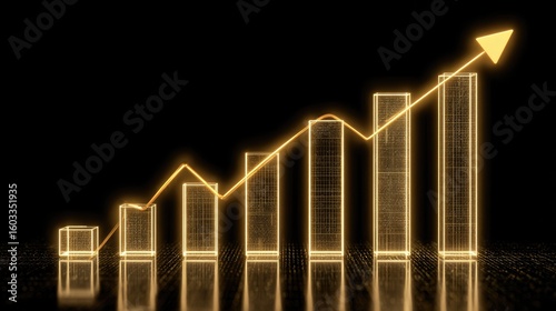 Gold graphic representation of a rising trend.