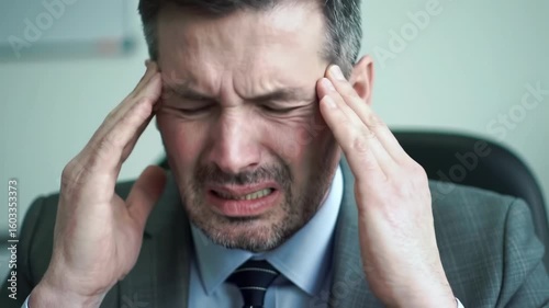 Wallpaper Mural Upset businessman with a headache Torontodigital.ca