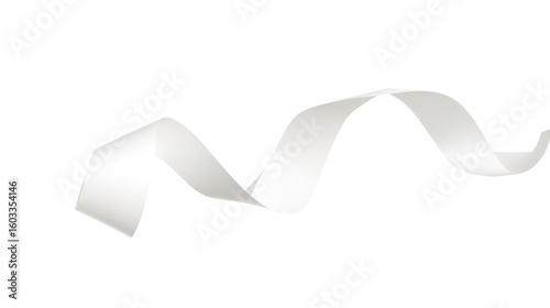 Blank white paper ribbon flying isolated on white background 